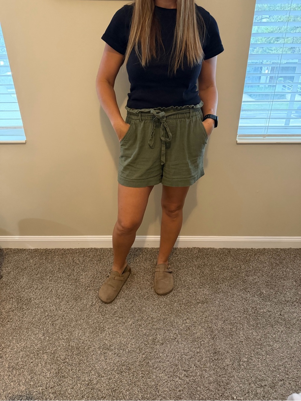 Olive old navy Tie-Waist Women’s Shorts